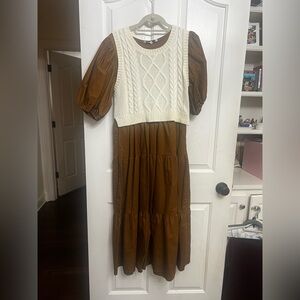 Brown and Cream Dress